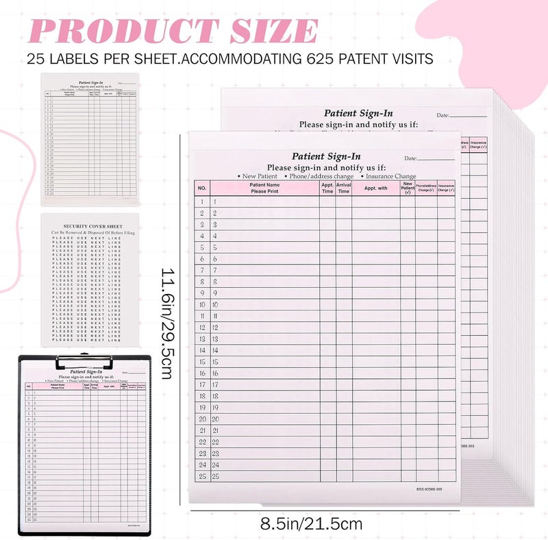 Resholder 250 Pack Patient Sign in Sheets Hipaa Compliant Patient Sign in Label Forms Peel Off Adhesive Labels Carbonless 3 Part Forms for Privacy in Doctor Medical Clinic Dental Office (Pink) - Image 4